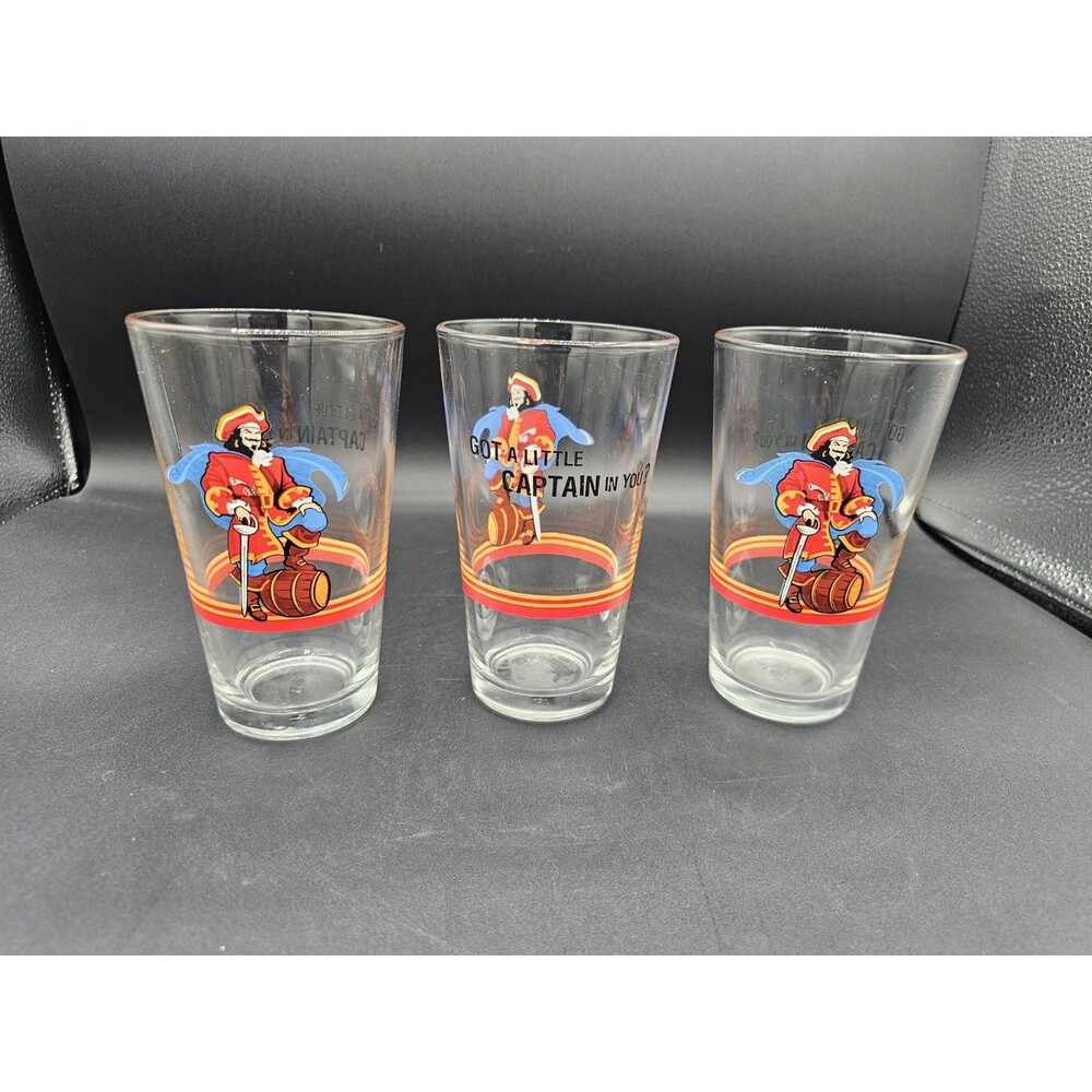 Captain Morgan Rum Pint Set of 3 Glasses Bar Ware Got A Little Captain In You?